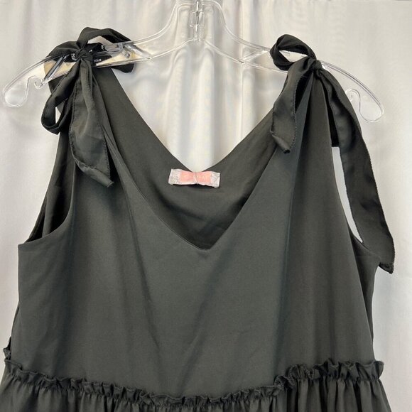 C+D+M Collection A-Line Tiered Tie Straps Dress Black Size Small Knee Length New - Picture 3 of 10